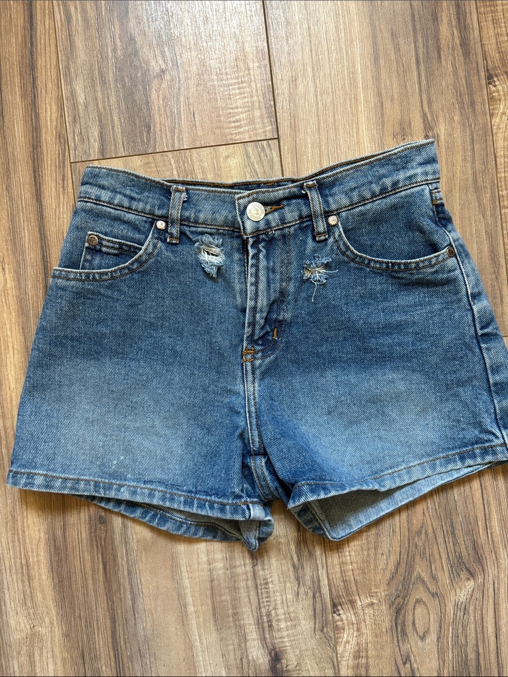 Paris Blues Vintage Wash Denim High-Rise Shorts